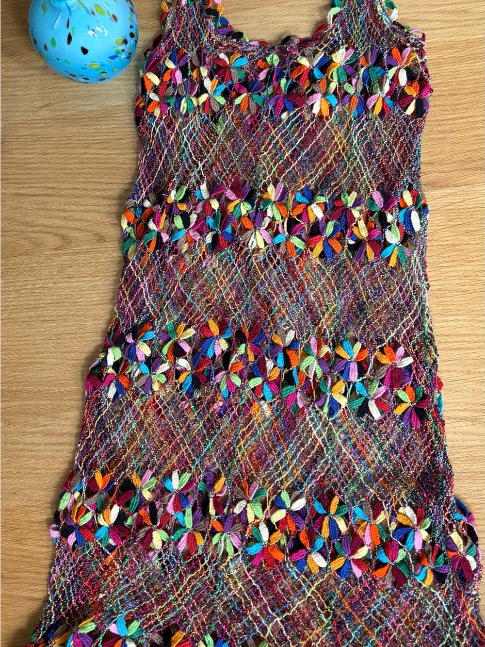 Multicolor Crochet Swim Coverup Dress - Women's Beachwear